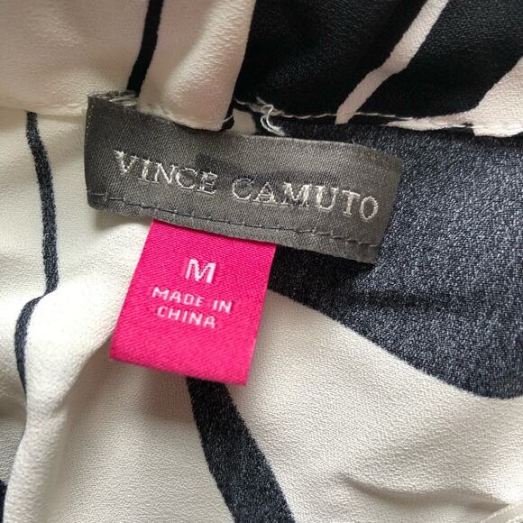 Vince Camuto Women's Blouse Sleeveless Tie Neck Detail Black White Size‎ Medium - Picture 7 of 8
